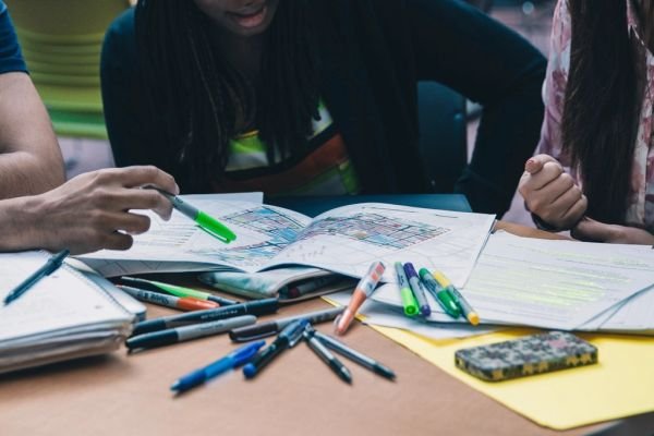 Students studying together